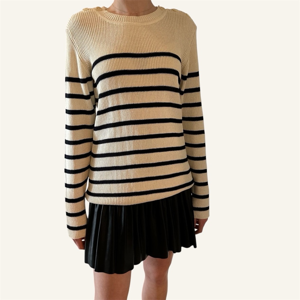 BELSTAFF NWOT Linen and Cotton  Striped Sweater with Button Shoulders🌸